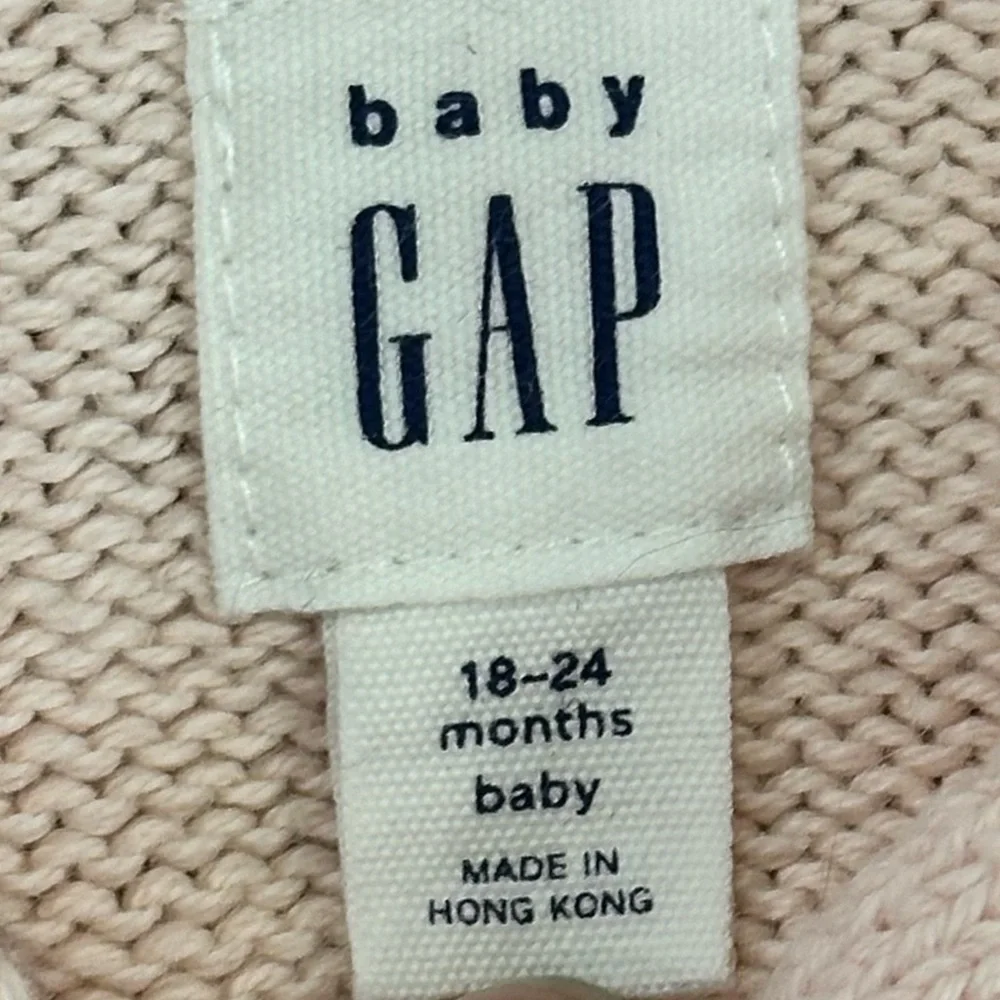 GAP Milkshake Pink Brannan Bear Hooded Garter Cardigan 18-24M EUC